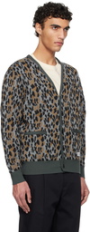 WACKO MARIA Gray Leopard Jacquard Knit Cardigan