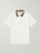 Burberry - Checked Cotton-Piqué Polo Shirt - White