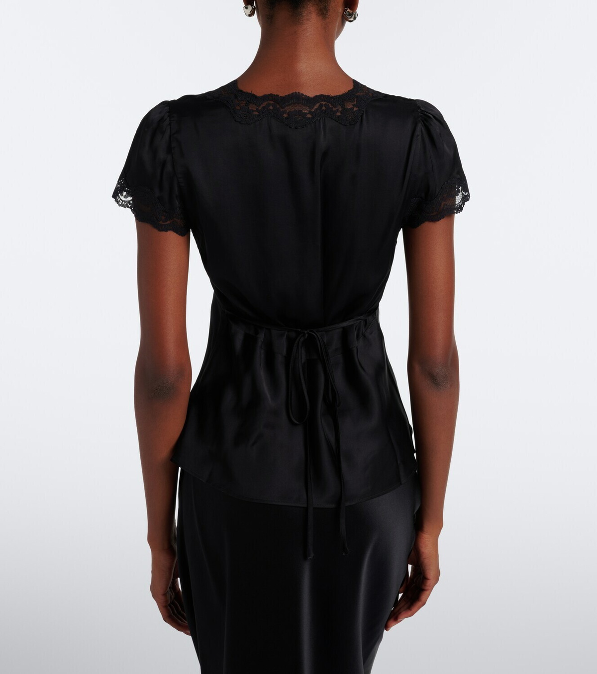 Rixo Karia lace-trimmed satin top
