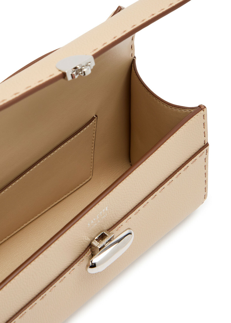 Savette Symmetry Grained Leather Pochette - Beige - One Size