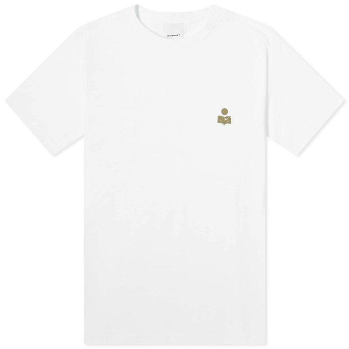 Photo: Isabel Marant Men's Zafferh Small Logo T-Shirt in Khaki/White