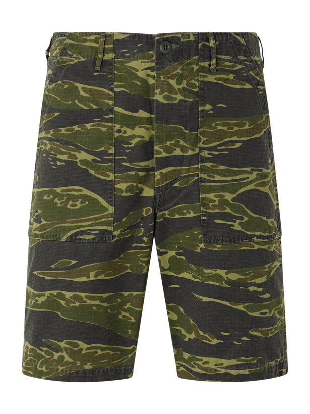 Photo: OrSlow - U.S. Army Fatigue Printed Straight-Leg Rip-Stop Cotton Shorts - Green