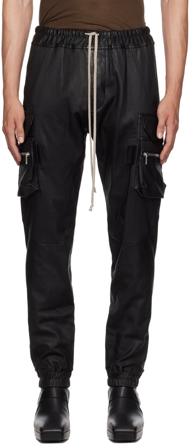 Rick Owens Black Mastodon Leather Cargo Pants Rick Owens