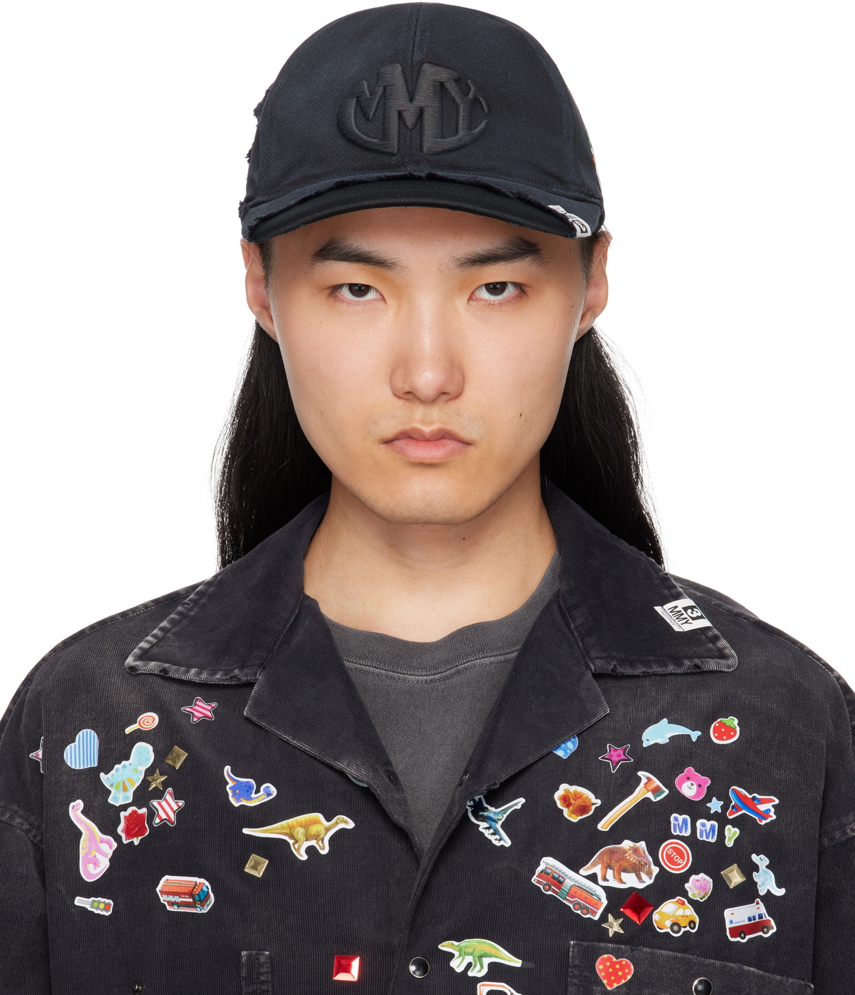 Maison MIHARA YASUHIRO Black Crushed Detail Cap Maison MIHARA YASUHIRO