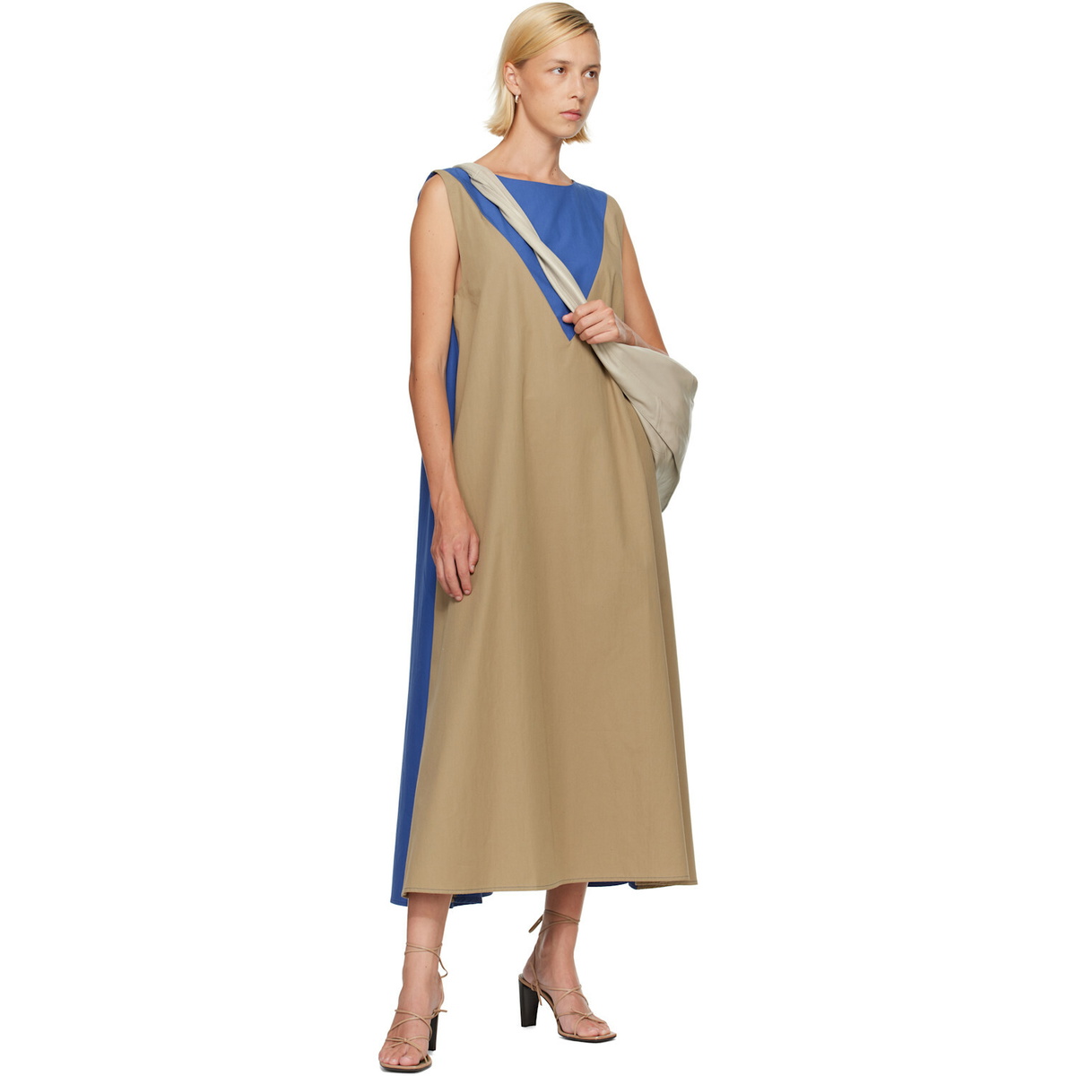 Baserange Khaki & Blue Tres Maxi Dress