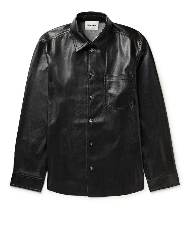 Photo: Nanushka - Josia Vegan Leather Shirt Jacket - Black
