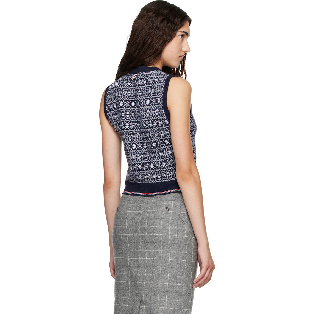 Thom Browne Navy Fairisle Jacquard Wool Sweater