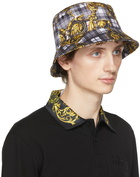 Versace Jeans Couture Grey Tartan Baroque Bucket Hat