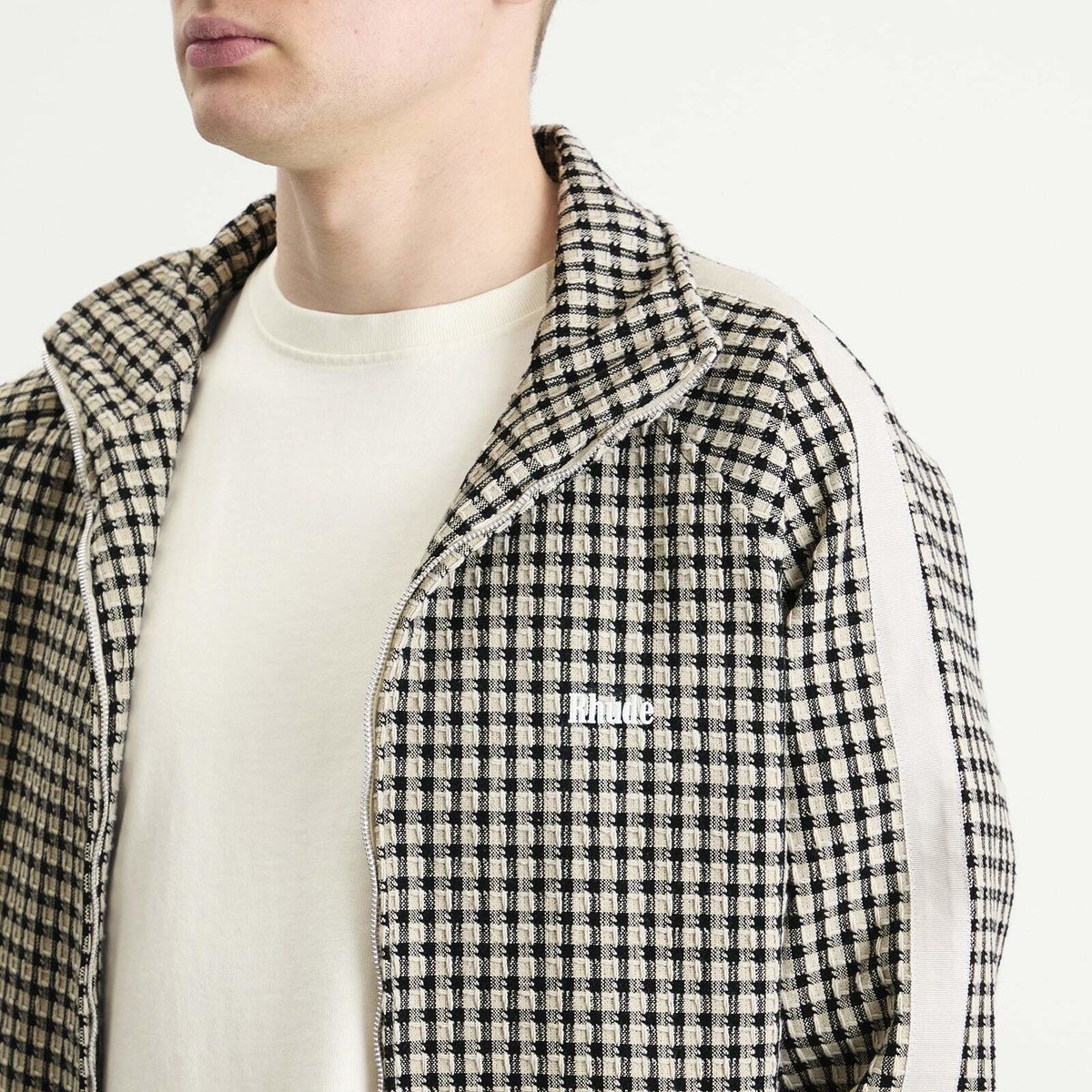 Rhude Men's Gingham Hamptons Track Jacket in White/Black
