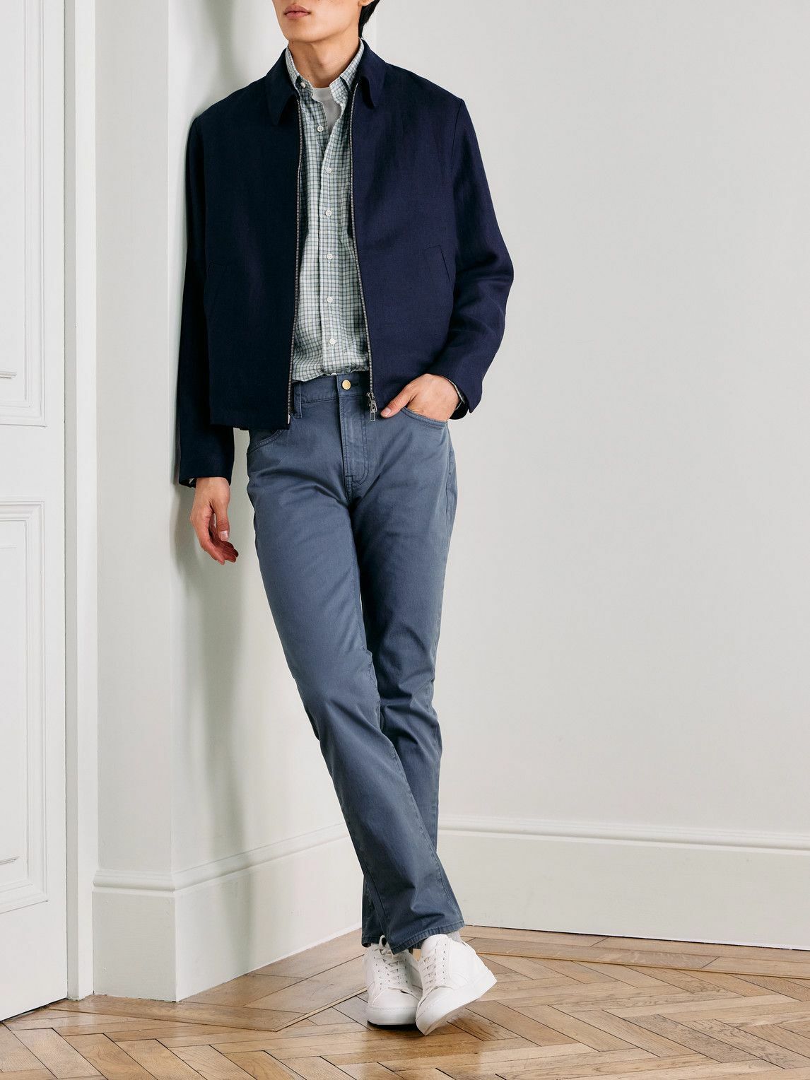 Sid Mashburn - Straight-Leg Cotton-Blend Twill Trousers - Blue