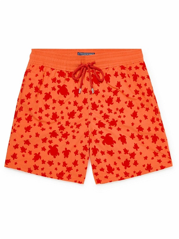 Photo: Vilebrequin - Mid-Length Logo-Flocked Swim Shorts - Orange