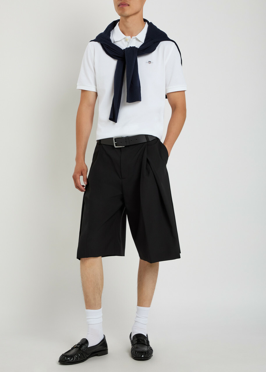 Gant Logo-embroidered Piqué Cotton Polo Shirt White