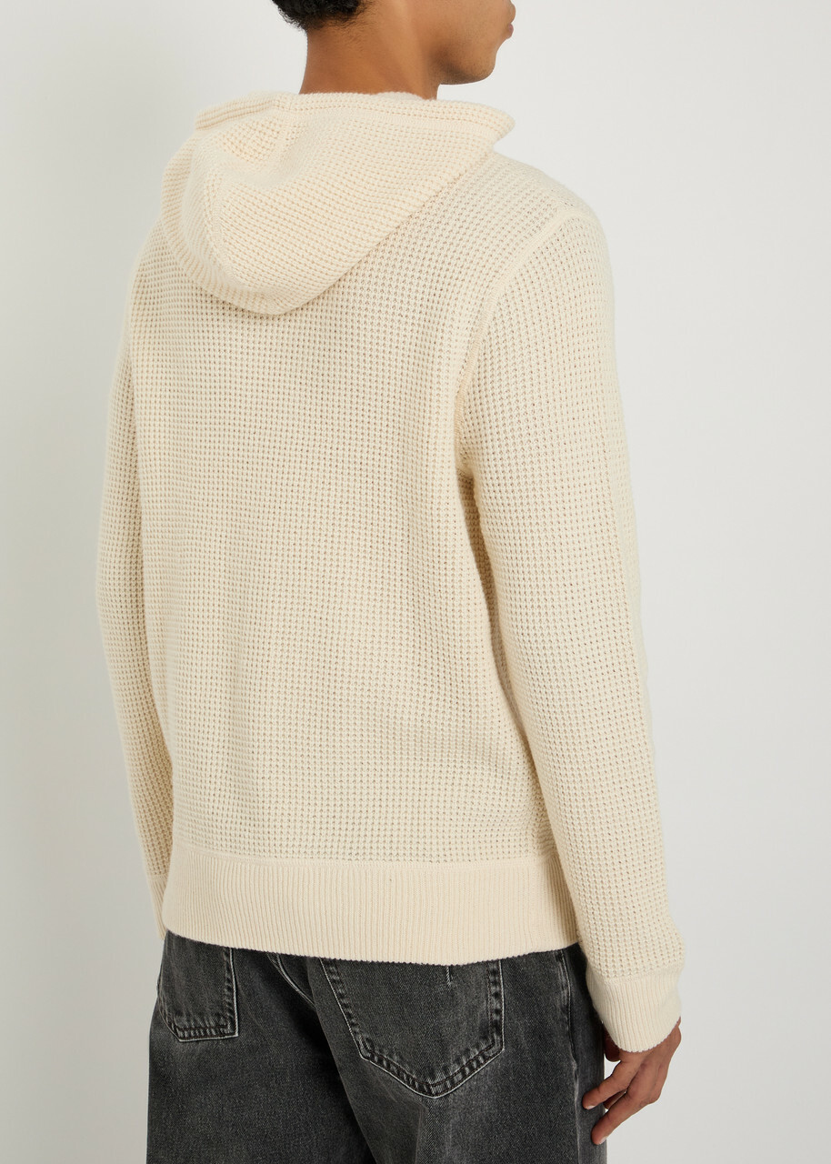 Polo Ralph Lauren Hooded Waffle-knit Wool-blend Jumper Cream