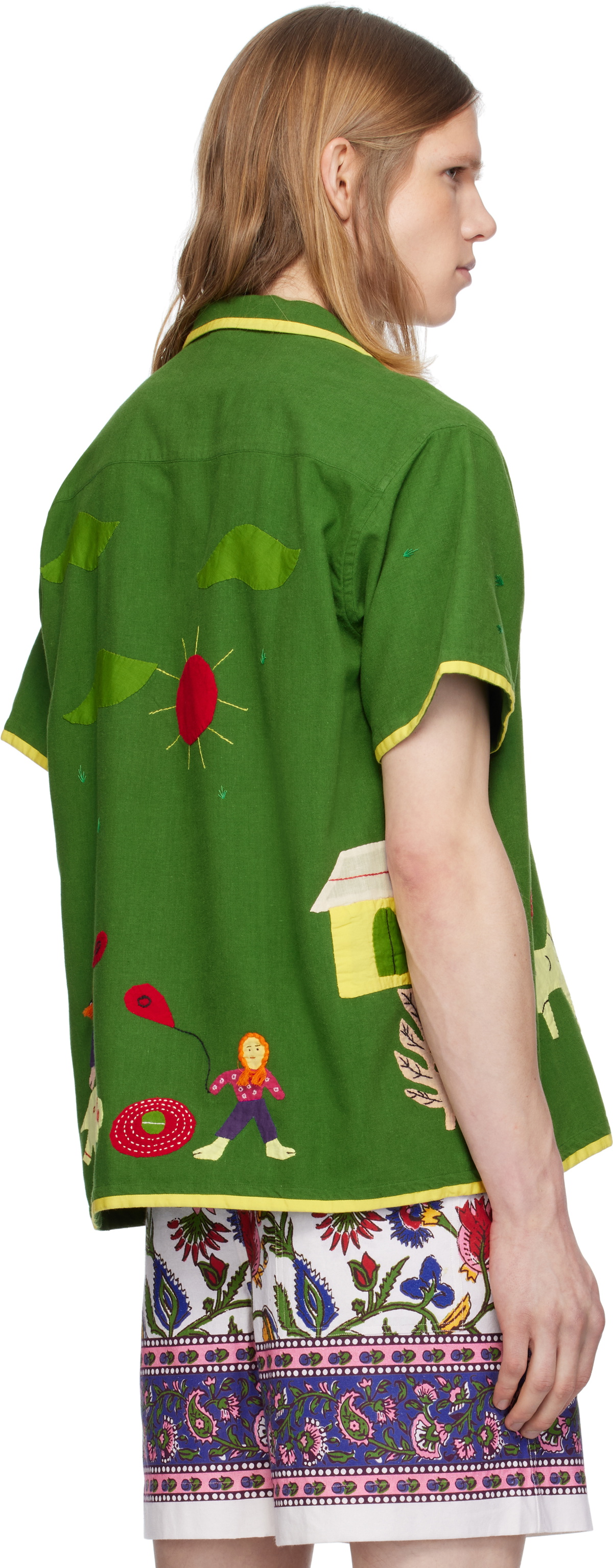 HARAGO Green Appliqué Playful Shirt