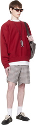 Hed Mayner Red Embroidered-Logo Sweatshirt