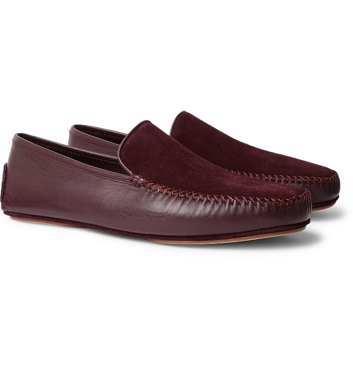 Photo: Manolo Blahnik - Mayfair Leather and Suede Driving Shoes - Burgundy