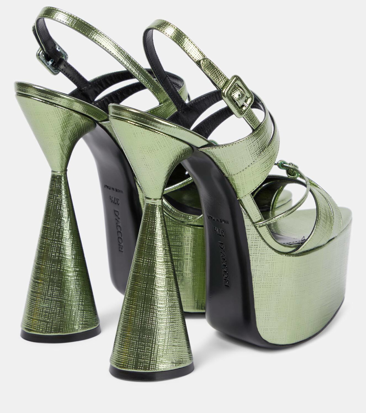 D'Accori Belle metallic leather platform sandals