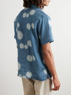 Folk - Camp-Collar Printed Linen Shirt - Blue