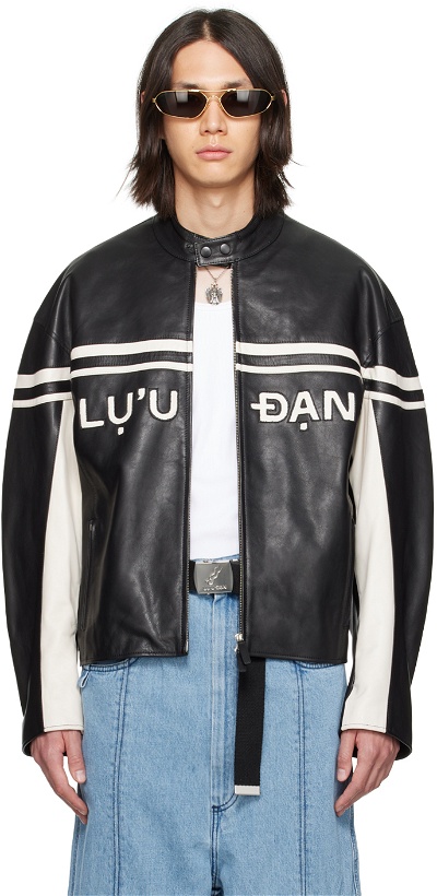 Photo: LU'U DAN Black & White Paneled Leather Jacket