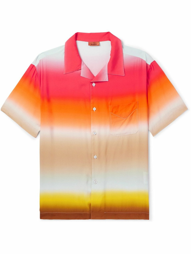 Photo: Missoni - Camp-Collar Ombré Striped Voile Shirt - Orange