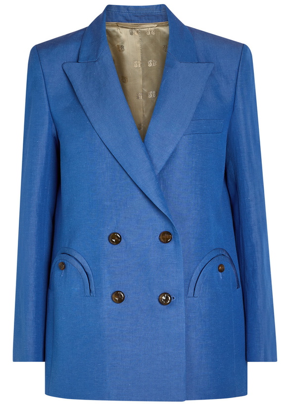 Photo: Blaze Milano Everynight Double-breasted Silk and Linen-blend Blazer Blue