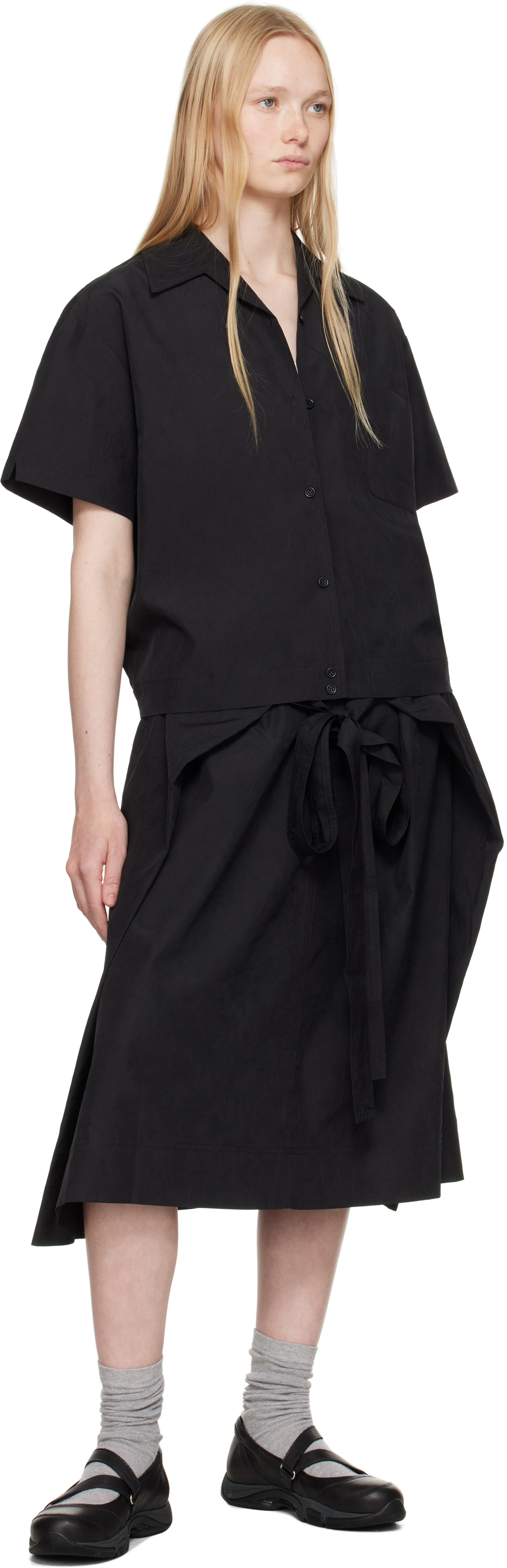 YMC Black George Midi Skirt