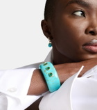 Octavia Elizabeth 18kt gold and turquoise cuff bracelet with emeralds