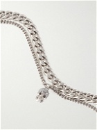 Alexander McQueen - Skull Burnished Silver-Tone Crystal Bracelet