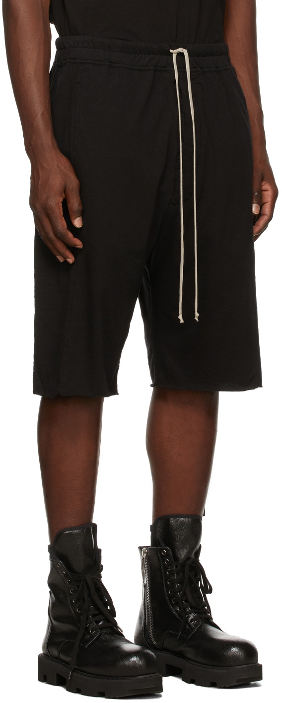 Rick Owens Drkshdw Black Organic Cotton Pusher Shorts Rick Owens Drkshdw