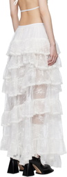 Yuhan Wang SSENSE Exclusive White Lace Trimmed Maxi Skirt
