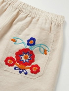 BODE - Garden Party Straight-Leg Bead-Embellished Linen Shorts - Neutrals
