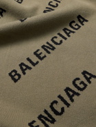 Balenciaga - Oversized Logo-Intarsia Cotton-Blend Sweater - Neutrals
