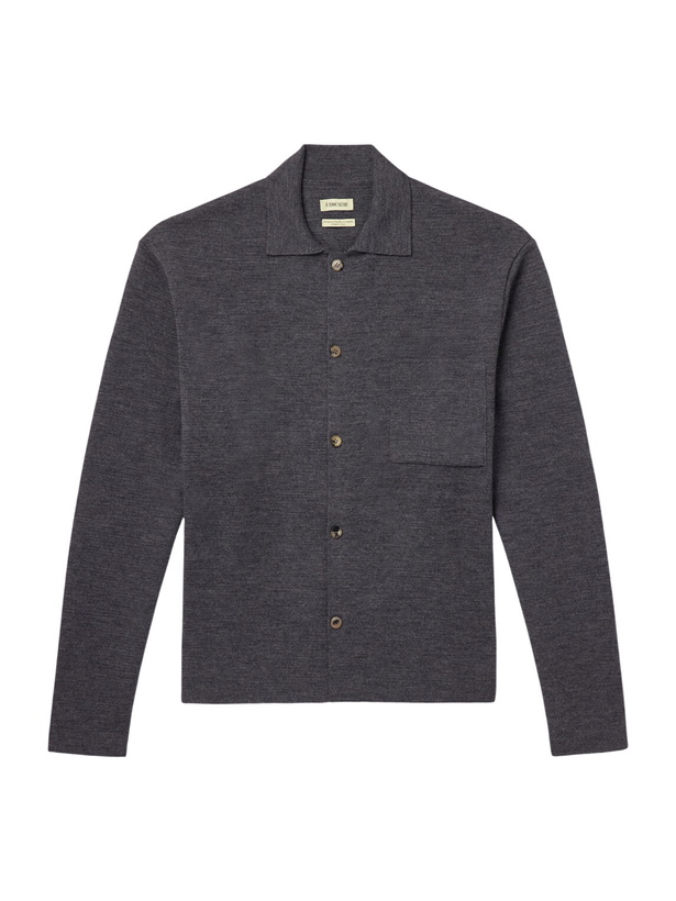 Photo: De Bonne Facture - Milano Stitch Merino Wool Cardigan - Gray