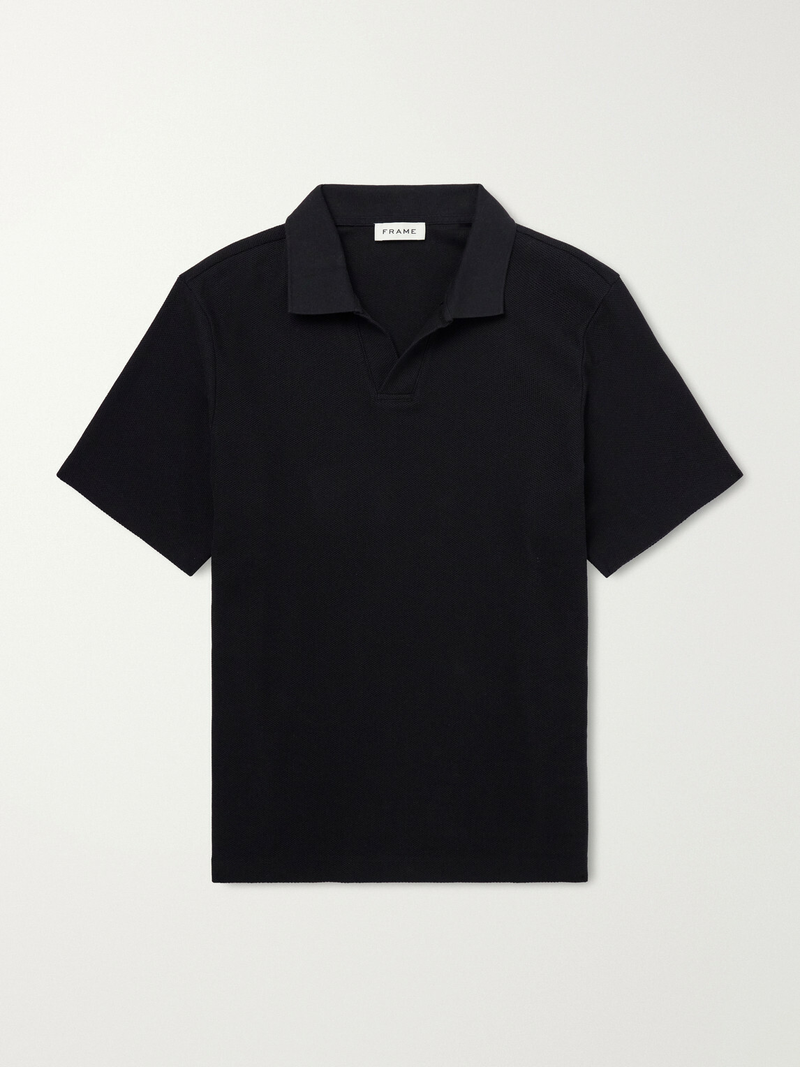 FRAME - Cotton-Piqué Polo Shirt - Black