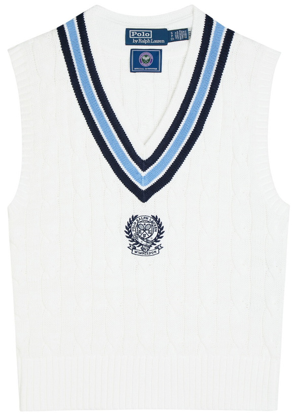 Photo: Polo Ralph Lauren Embroidered Cable-knit Cotton Vest Cream