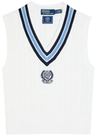 Polo Ralph Lauren Embroidered Cable-knit Cotton Vest Cream