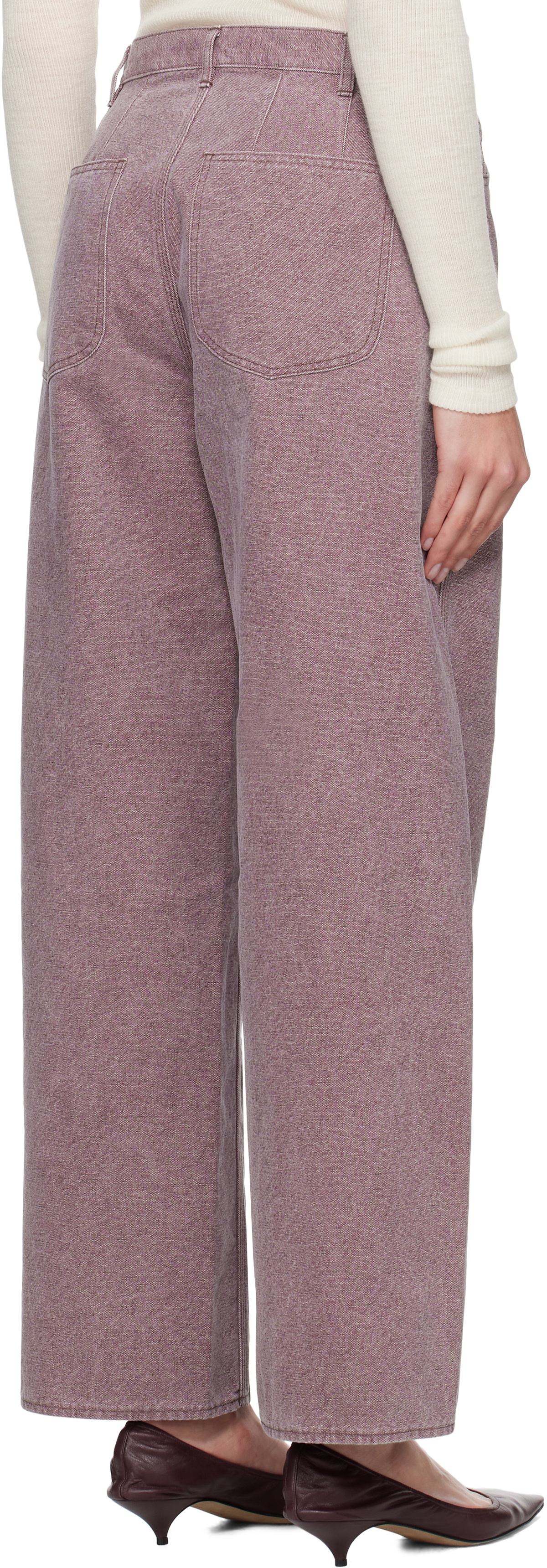 AURALEE Purple Washed Organic Canvas Jeans