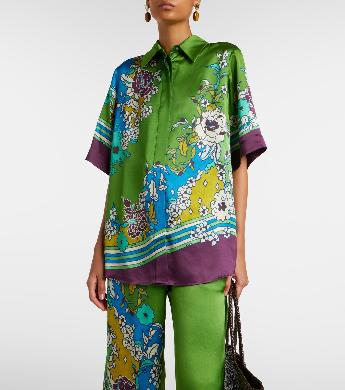 Alémais Nanci printen silk satin shirt