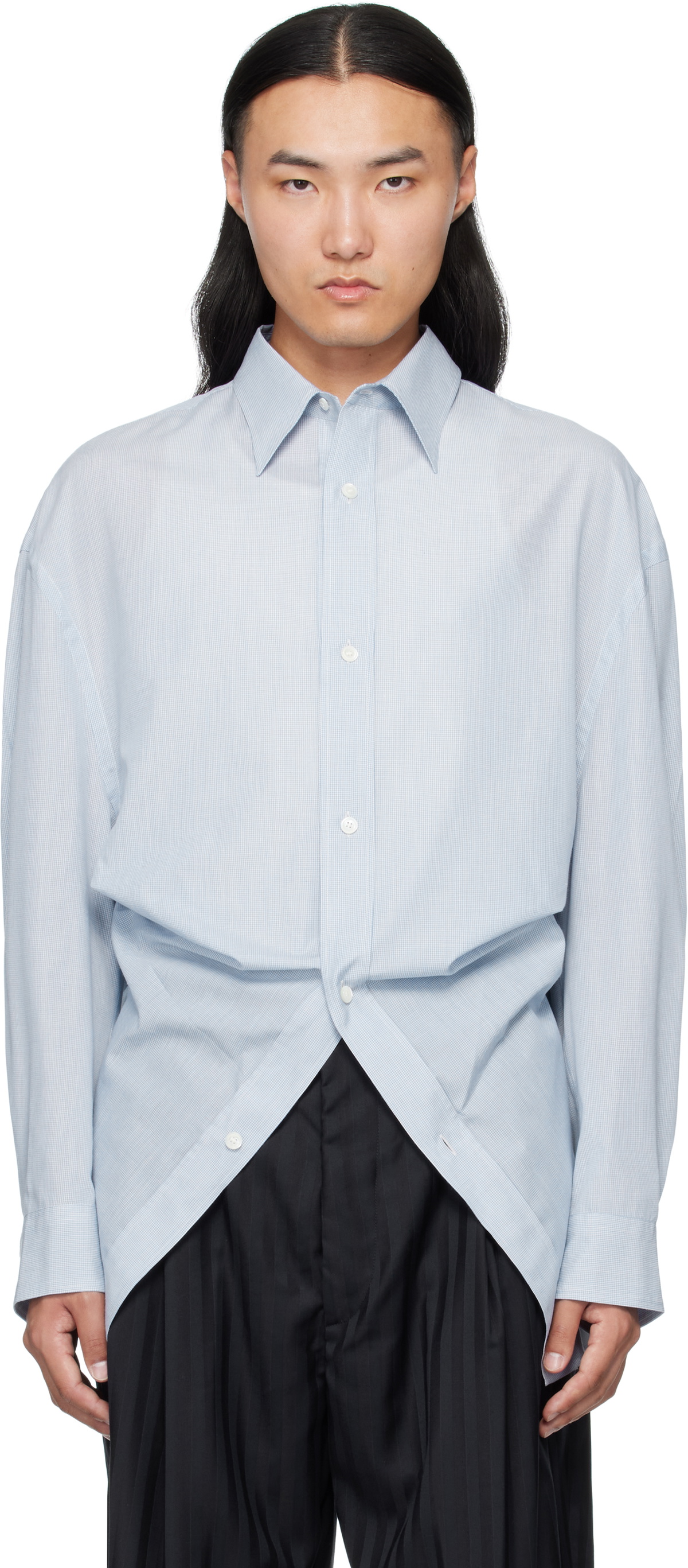 Hed Mayner Blue Modified Shirt