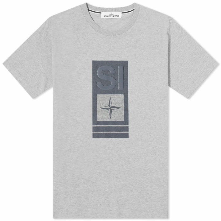 Photo: Stone Island Men's Abbrevaiation One Graphic T-Shirt in Grey Marl