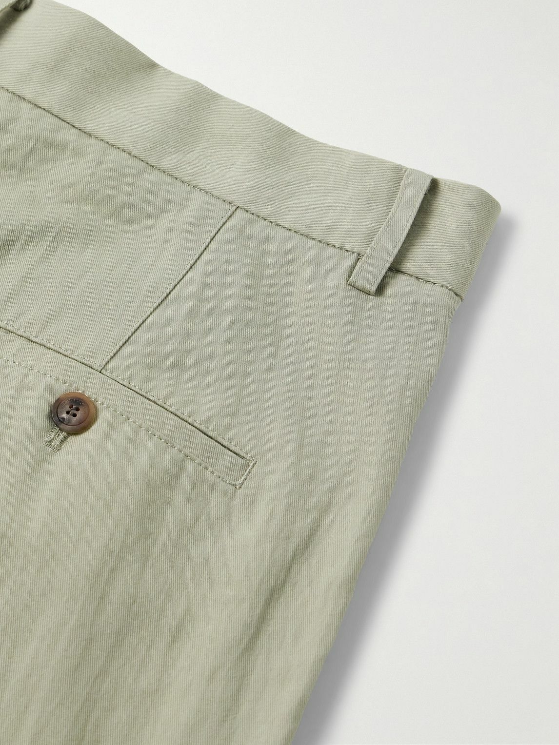 LE 17 SEPTEMBRE - Straight-Leg Pleated Nylon and Cotton-Blend Twill Bermuda Shorts - Green
