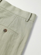 LE 17 SEPTEMBRE - Straight-Leg Pleated Nylon and Cotton-Blend Twill Bermuda Shorts - Green