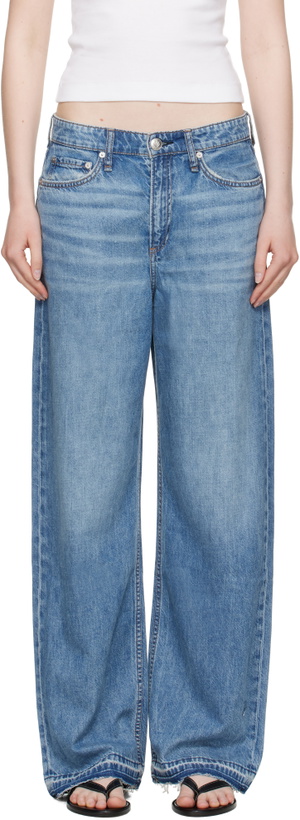 Photo: rag & bone Blue Featherweight Logan Wide-Leg Jeans