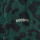 RoToTo Pile Leopard Crew Sock in Dark Green/Brown