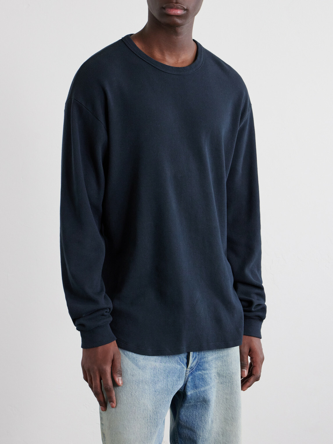 Les Tien - Waffle-Knit Cotton-Blend Sweater - Black