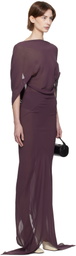 AARON ESH Purple Drape Back Open Arm Maxi Dress