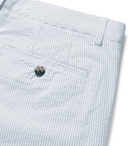 Club Monaco - Baxter Slim-Fit Pinstriped Cotton-Blend Seersucker Shorts - Light gray