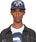 BAPE Navy Color Camo NYC Logo Mesh Cap