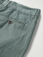 Hartford - Tyron Slim-Fit Straight-Leg Cotton and Linen-Blend Twill Trousers - Green