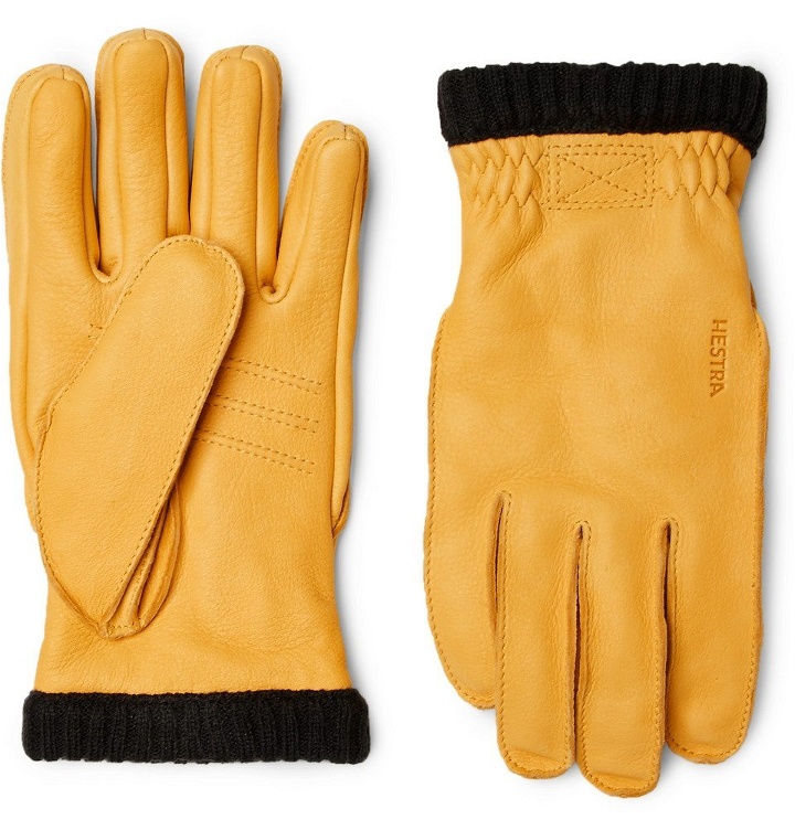 Photo: Hestra - Primaloft Fleece-Lined Full-Grain Leather Gloves - Men - Yellow
